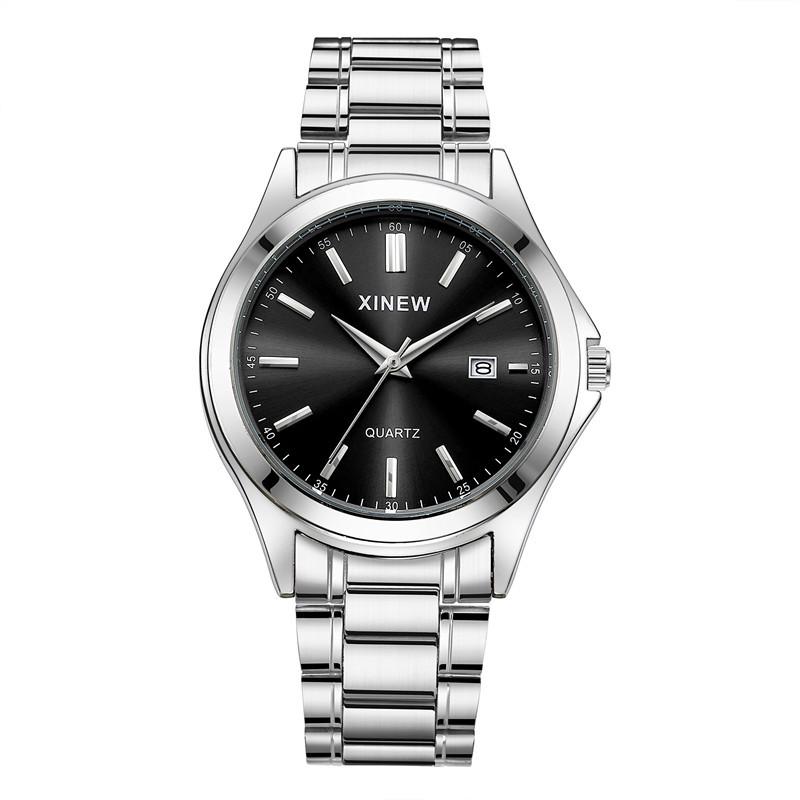 Men's Stainless Steel Quartz Watch with Date Display