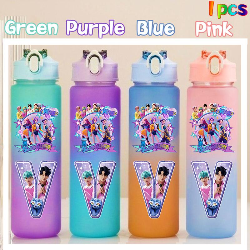 750ML KPOP Demon Hunters Cijfers 0-9 Letters A-Z HUNTR/X Rumi Mira Zoey Kleurverloop Waterbeker Saja Jongens Rietjesfles Cadeau only Pink 1pcs