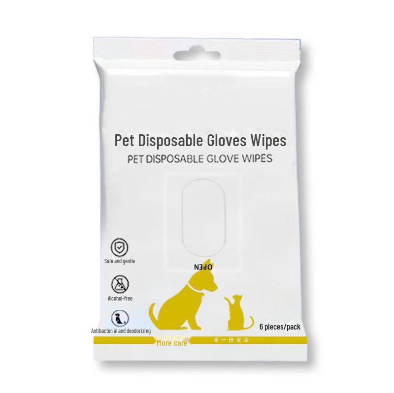Pet Disposable Bathing Gloves & Deodorant Wipes for Cats & Dogs