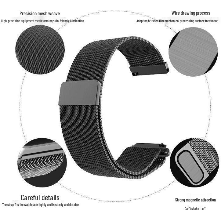 12-22mm Magnetic Milanese Watch Band for Xiaomi, Huawei, Samsung, Huami, and More