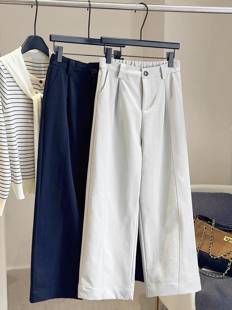 Women's High-Waisted Wide-Leg Casual Drape Pants: Slimming, Versatile, Straight-Leg, Loose Fit, Long Length, Autumn 2025 Collection.