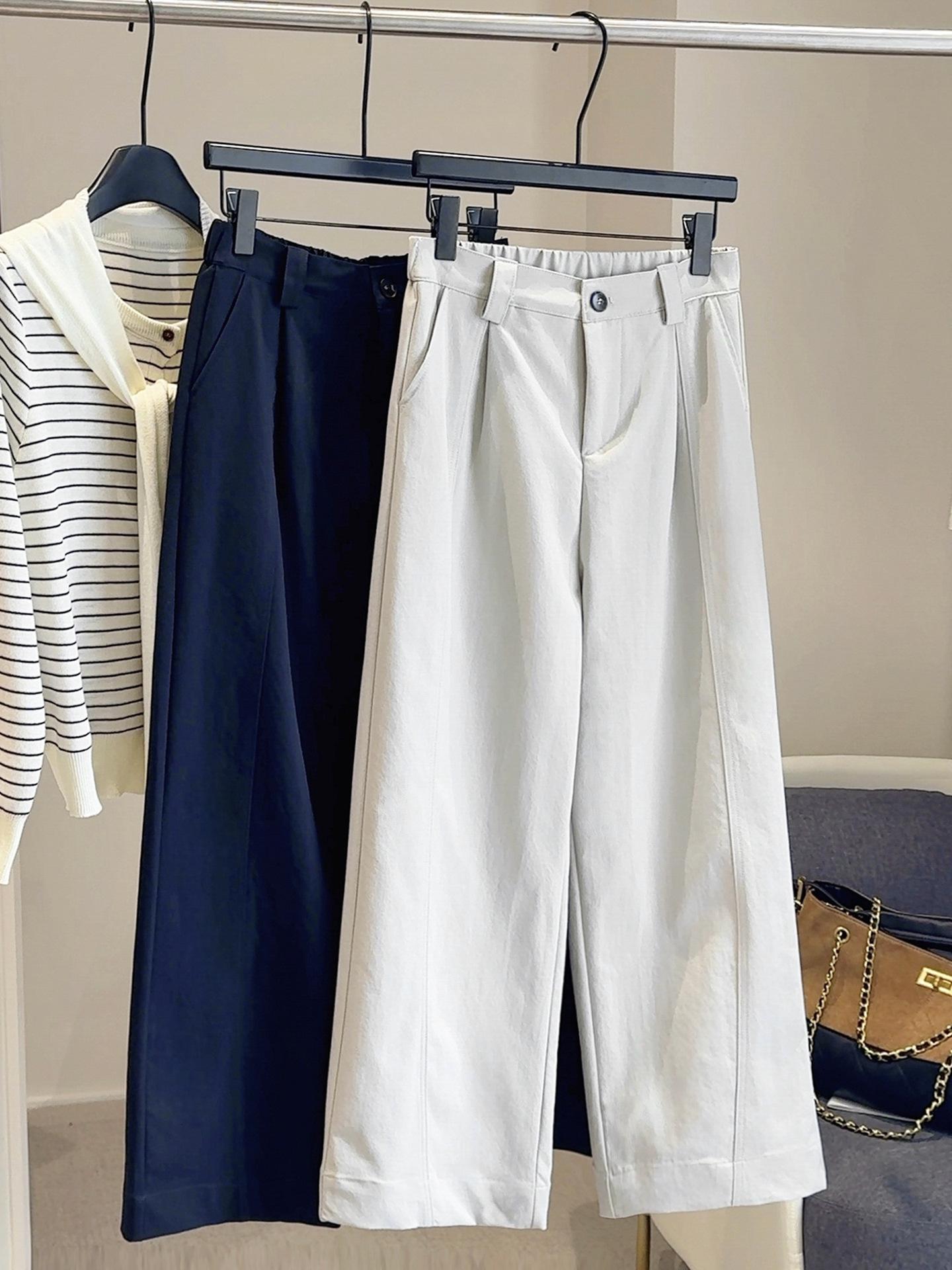 

Women s High-Waisted Wide-Leg Casual Drape Pants: Slimming, Versatile, Straight-Leg, Loose Fit, Long Length, Autumn 2025 Collection. L