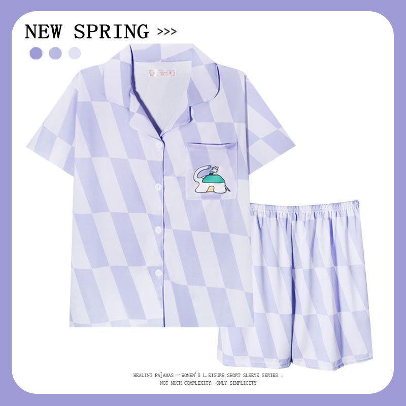 Women’s Cute Cotton Short Sleeve Pajama Set - Summer Style