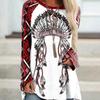 Round Neck 3D Ethnic Style Printed Top Fashionable Casual Long Sleeved Women's T-shirts