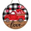 Valentines Day Wooden Door Signs Red Truck Hearts Wood Door Hanger for Front Door Farmhouse Home Party