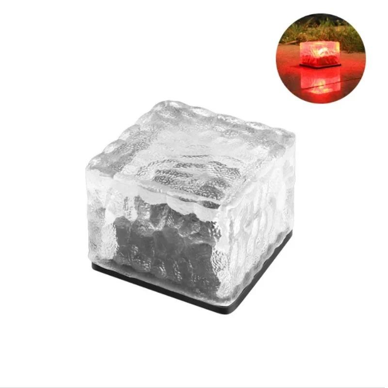 Atmosphere lights Solar Powered Ice Cube Lamp Glass Brick Landscape Square Glass Outdoor Road Courtyard Garden Decoration
