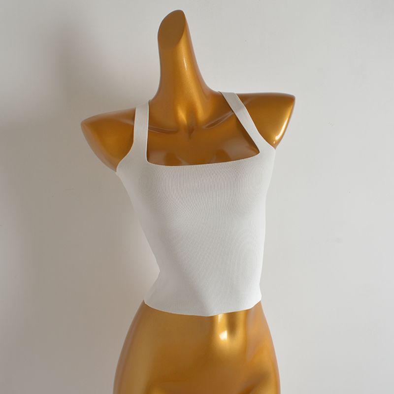 

Высококачественные Модные Сексуальные Сексуальные Топы на Бретелях с Открытой Спиной из Тонкого Ледяного Шелка Женские Летние Элегантные Приталенные Жилеты Мода White blemish S