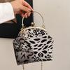 Fashion 2025 Embroidered Crossbody Bag Women Stylish Metal Handle Shoulder Purse with Chain Strap Bohemian Leopard Print Handbag