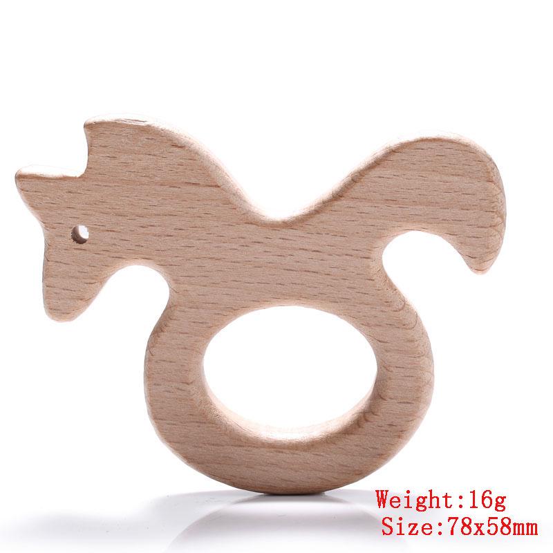 5Pcs/Lot Food Grade Wooden Teether Toys Animal Shape Wood Necklace Pendant for Baby DIY Wooden Teething Chew Toys