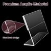 6 x 4 Inch Acrylic Sign Holder, 15 Pcs L Shape Clear Slant Back Sign Holders, Plastic Paper Sign Holder Stand, Clear Picture Frame Acrylic Stands for