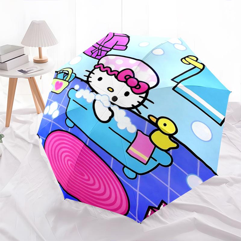 

1pc Hello Kitty Bath Time Fun: Automatic Opening/Closing Umbrella with Foldable Design, Iron Frame, Outdoor Use, Perfect Gift for Fans, Travelers, Dai