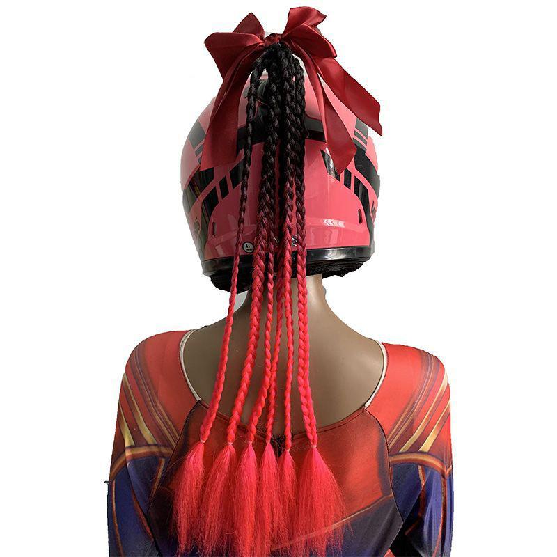 New Helmet Dirty Braids Motorcycle Woman Braids Wig Multicolor For Motorbike Helmets Decoration Punk Ponytail Headwear Universal