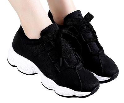 Maison De TAO Women's Cute Two-Tone Ribbon Sneakers (Black, 25-Point Measurement, 0-Centenaire)