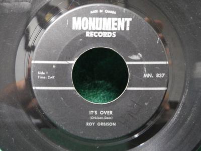7-inch Plaat ROY ORBISON - It's Over MN837 Monument 1964 Canada Rock Gebruikt