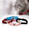 1Pcs Adjustable Cat Collar Heart with Rhinestone Bell Blue for Outdoor Home Sport Travel Pet Kitten Cat Collar