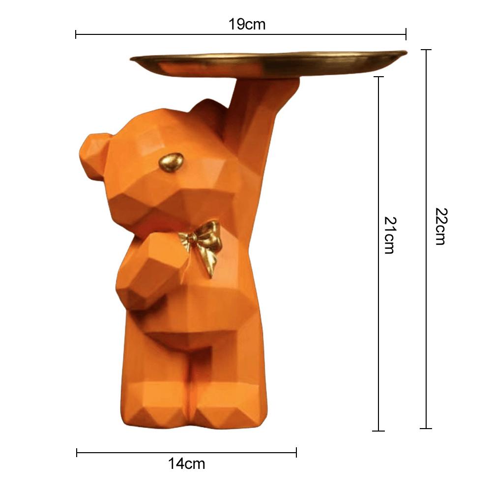 Resin Geometric Bear Storage Tray Lovely Nordic Bear Sculptures Keys Jewelry Lipstick Holder Home Table Statue Decorations