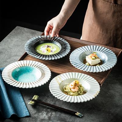 Piatti Fondi in Ceramica Stile Giapponese Ristorante Vintage Stile Occidentale Piatto Rotondo per Zuppa Dessert