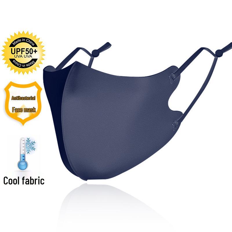Ice Silk Breathable Sunscreen Mask with Logo - Solid Color, Ear Loop Design
