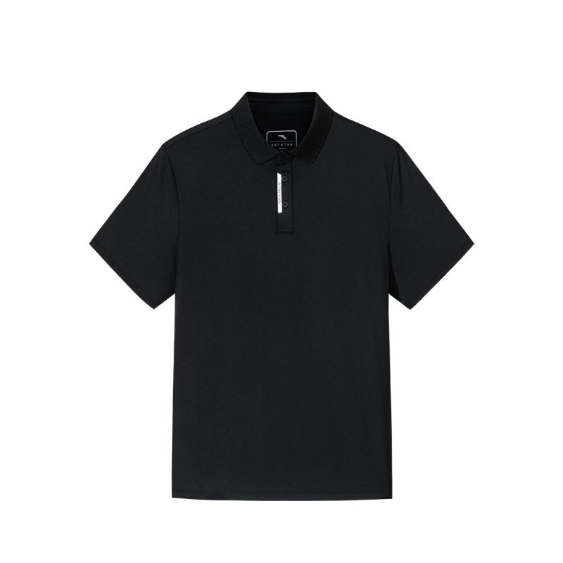 

Anta Comfortable Simple Versatile Solid Color Casual Breathable Short Sleeve Polo Shirt Men tops Basic-Black 952527118-4 L