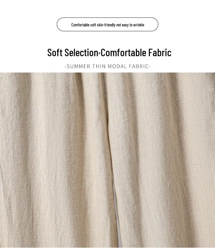 Women's High-Waisted Cotton Linen Wide-Leg Pants - Spring/Summer/Fall, Plus Size, Nine-Point, Drawstring, Casual Japanese Style