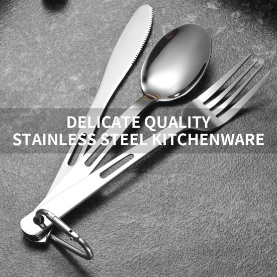 Stainless Steel Tableware Set Cutter Fork Spoon with Carrying Case BPA-Free Rust-Proof Reusable Flatware for Home School Outdoor Picnic