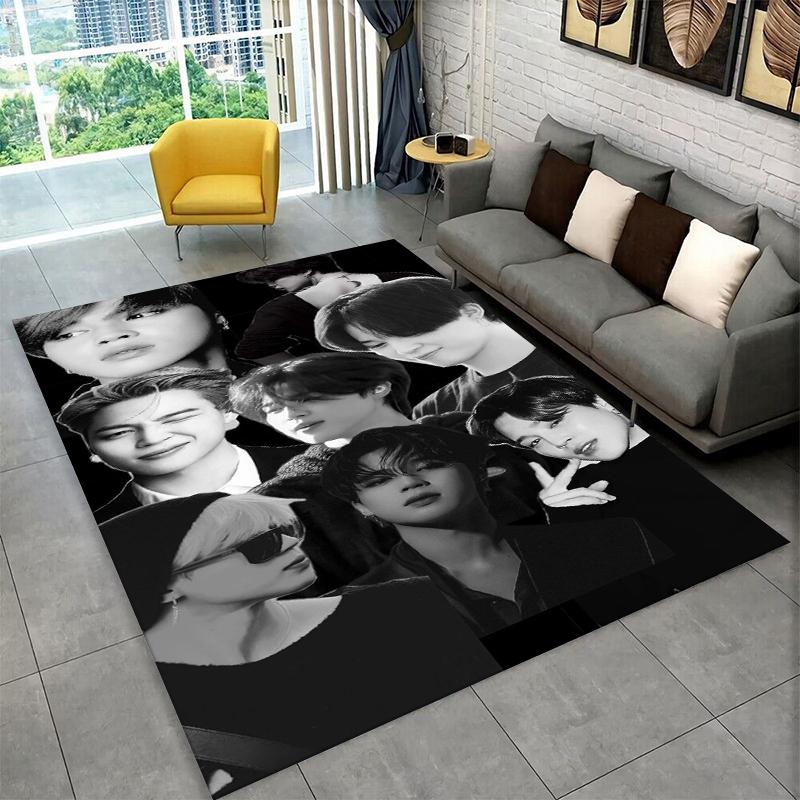 Kpop B-BTS JIMIN Star Carpet Rug for Playroom Bedroom Living Room Sofa Home Decor,kid Area Rug Non-slip Floor Mat Gift