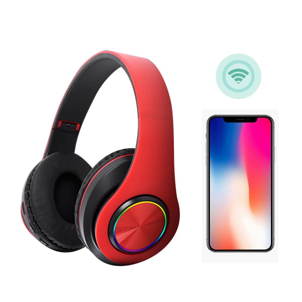 Headset with RGB Light Bass Noise Reduction Comfortable Waterproof Foldable Wireless Gaming Headset