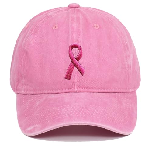 Embroidered Adjustable Vintage Baseball Cap in Pink