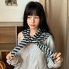 Wool Knitted Triangular Scarf Stripe Multicolor Designer Women Winter Warm Headscarf Shawls Neckerchief Hijab Pashmina Wrap
