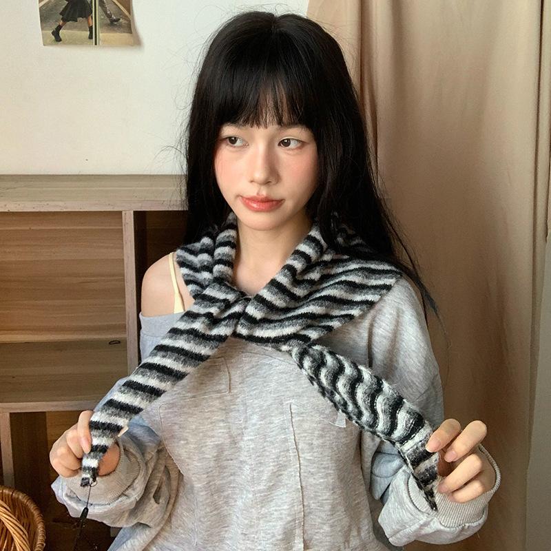 Wool Knitted Triangular Scarf Stripe Multicolor Designer Women Winter Warm Headscarf Shawls Neckerchief Hijab Pashmina Wrap