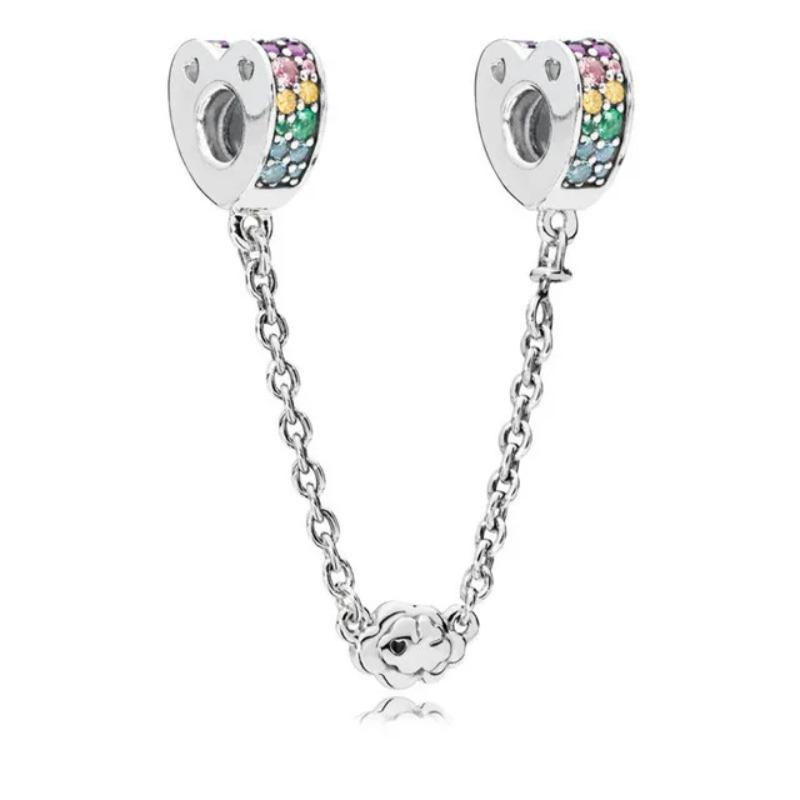 New 925 Silver Butterfly Stars & Moon Sunflower Safety Chains Spacer Beads Charms Fit Original Bracelets DIY Jewelry
