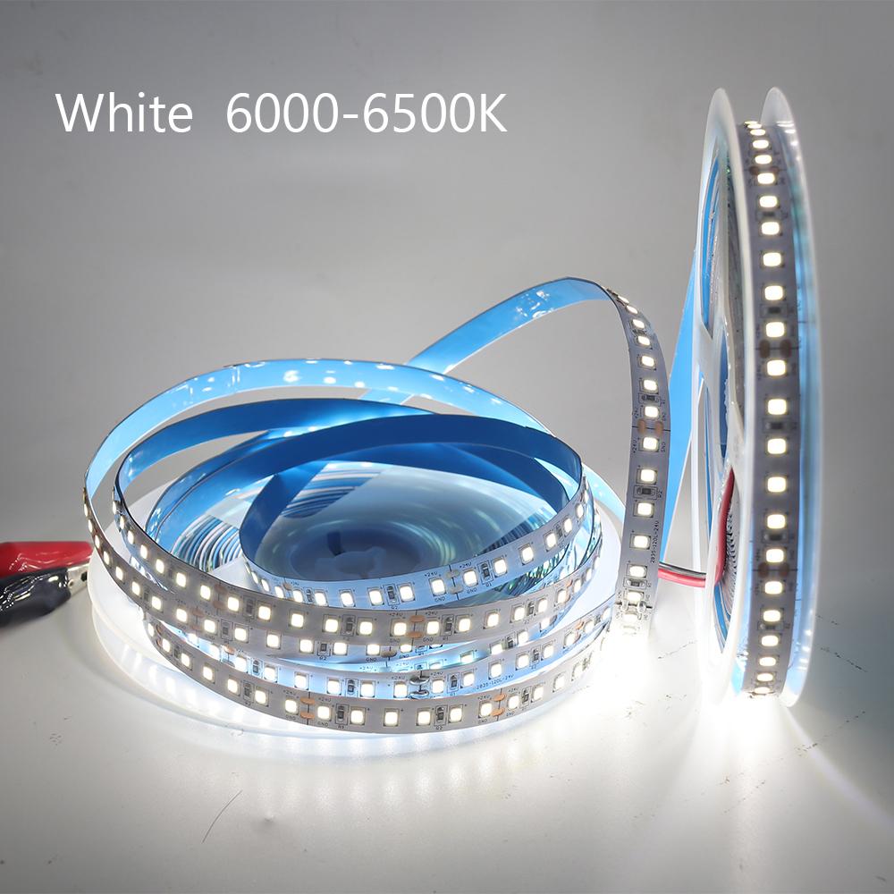 5M 10M 15M 20M 24V LED Strip Lights 2835 120LEDs/m IP20 Home Lamp Strip Warm/Natural/White IP68 Flexible Tape for Outdoor Garden