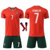Kids Soccer Jersey Portugal Ronaldo No.7 Red Breathable Quick-Dry Training Match Shirt