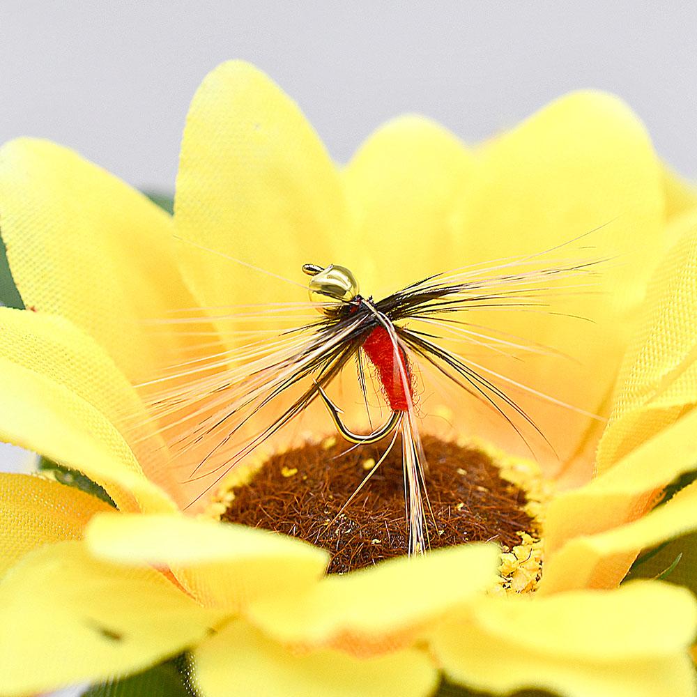 MNFT 10PCS 14# Copper Beadhead Trout Nymph Red Body Fishing Flies Artificial Bait