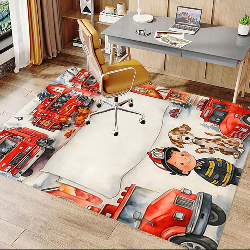 1PC Firefighter Dog Non-Slip Floor Carpet Compatible for Office&Living Room&Bedroom&Dining Room -  Soft & Pattern, Vibrant Colors-H0373