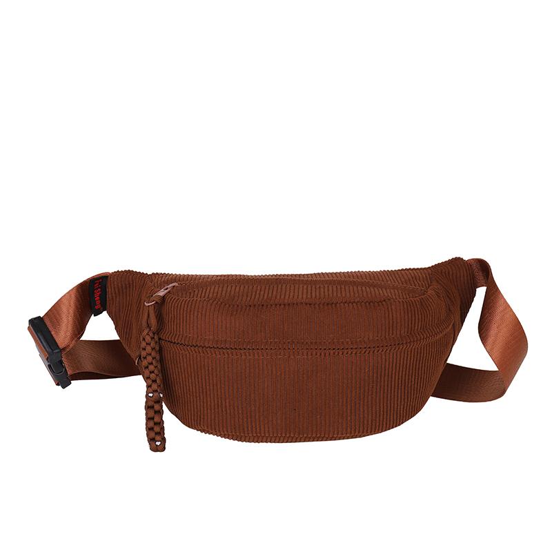 Женская вельветовая поясная сумка Модная сумка-банан для ношения на талии груди и бедрах в повседневном стиле коричневый 950₽