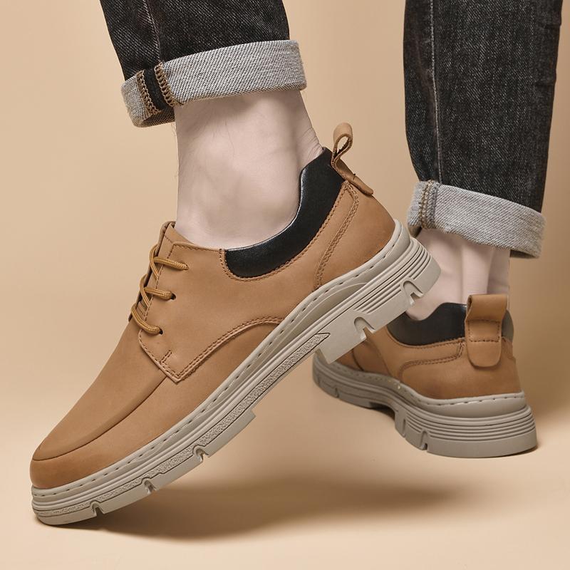 2024 New Driving Shoes Breathable Men's Flats Shoes Genuine Leather Oxfords Male Outdoor Shoes Fashion Lace-Up Business Flats
