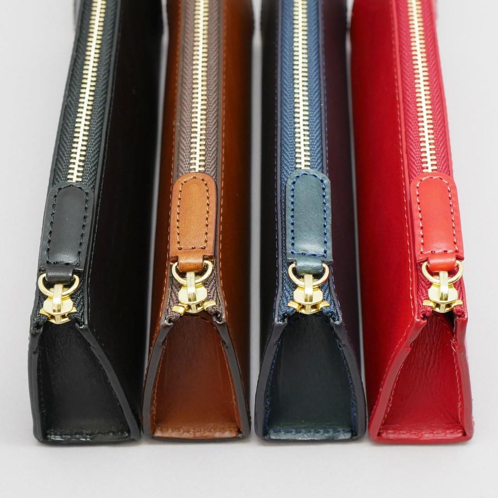 Slip-On Rio Zipper Pen Case L A-IOL-3501 – Italian Leather Pencil Case, Chocolate Brown, Luxury Stationery Holder