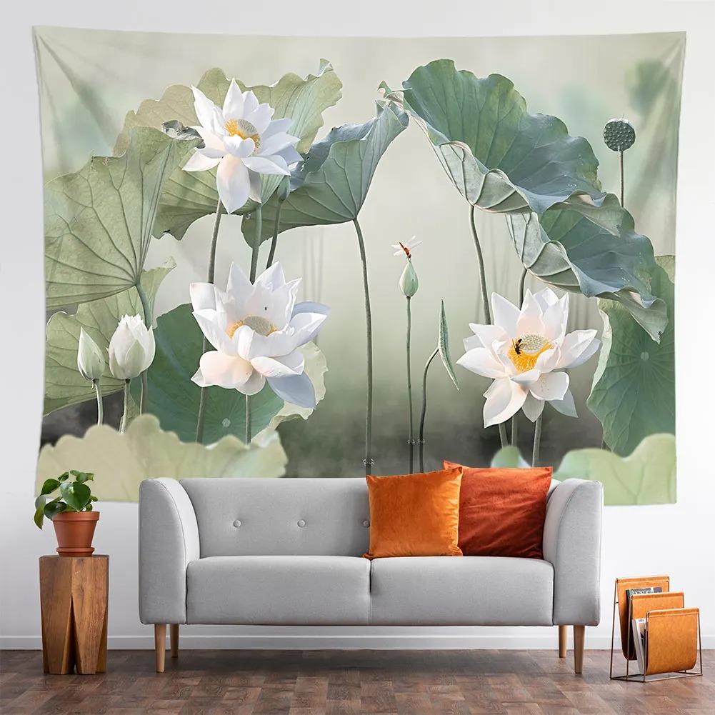 Lotus Leaf Lotus Room Decorative Tapestry Home Wall Decor Office Living Room Tapestry