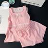 Summer Vest Shorts with Chest Pad Pajamas Female Cute Sweet Thin Cloud Cotton Loungewear Set