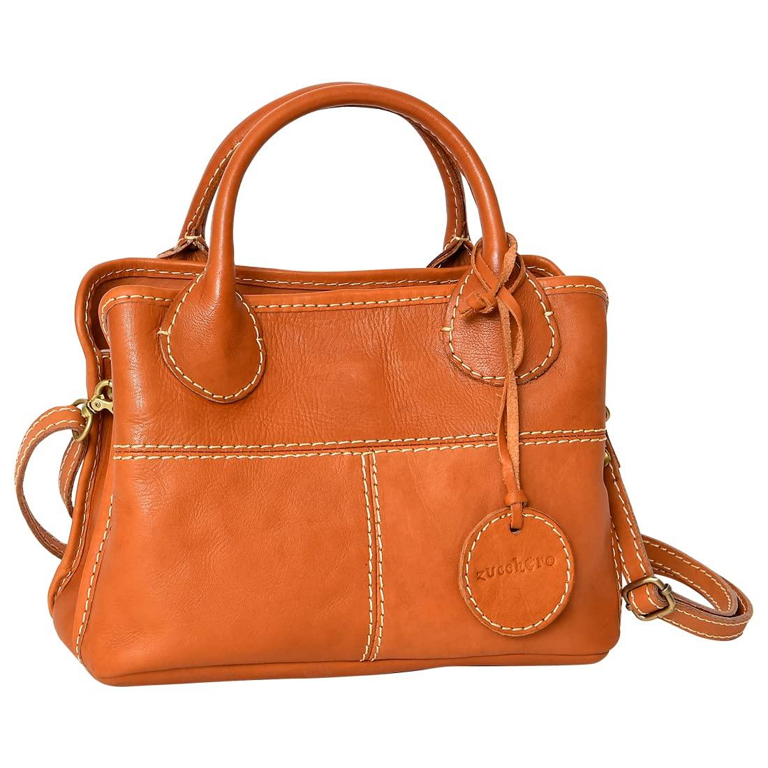 

Zucchero 49162 Genuine Leather Shoulder Bag, 2-Way, with Back Pocket and Zipper Closure, Brown, Women s