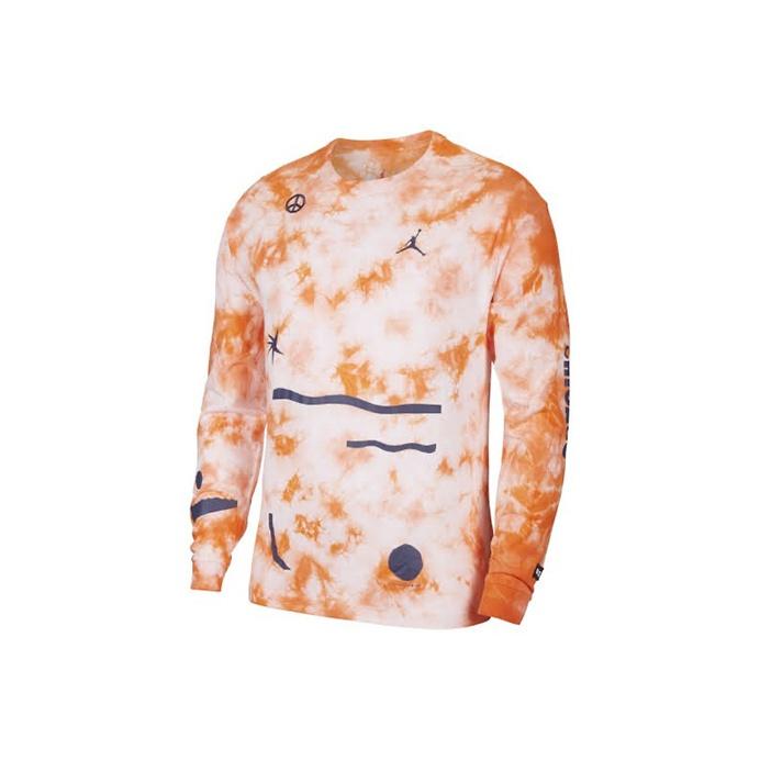 Jordan Chicago Artist Collaboration All-Star Weekend Round Neck Casual Sport Print Long Sleeve T-Shirt Men Tops Orange CW1146-100
