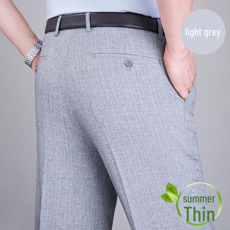 Men's Summer Mulberry Silk High-Waist Loose White Trousers