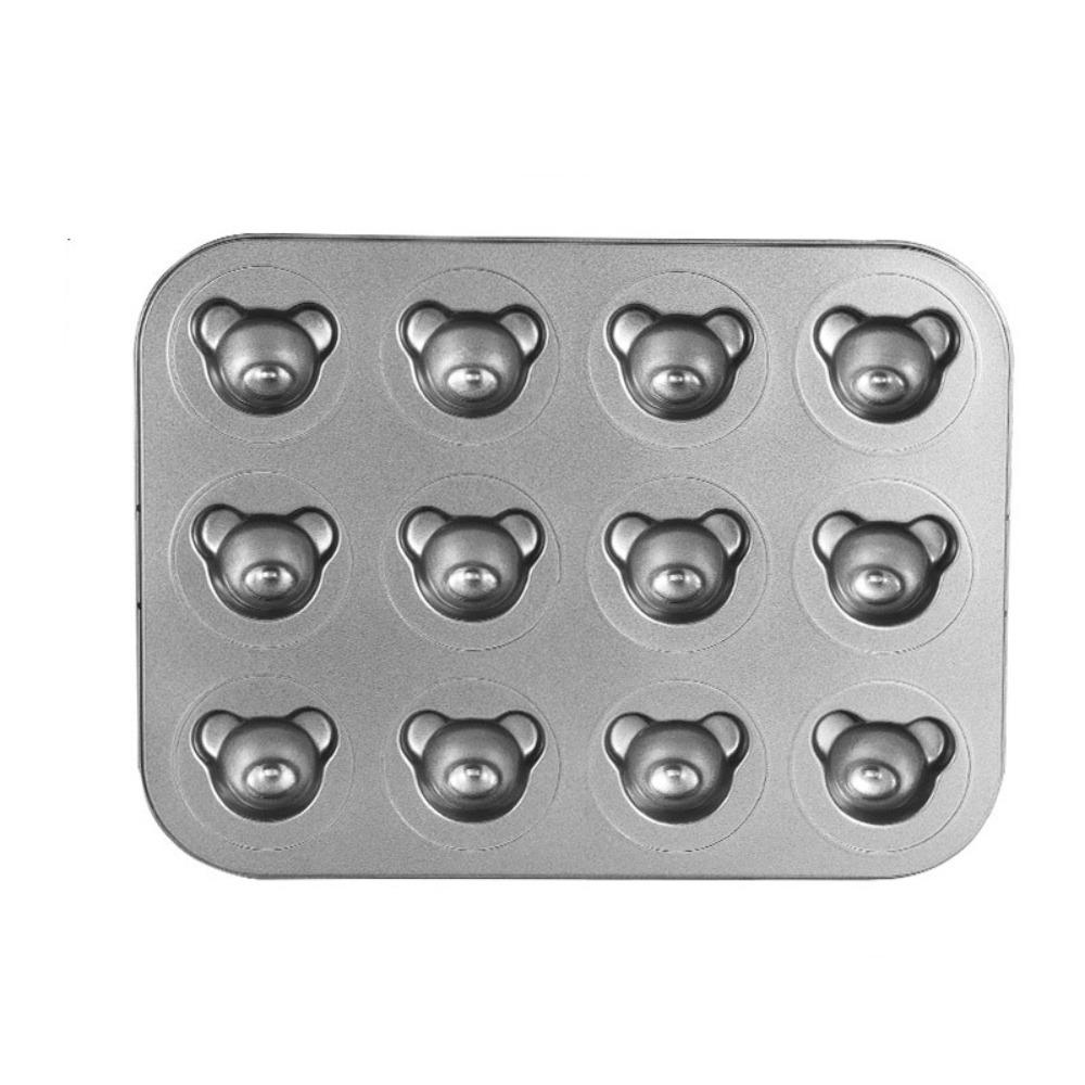 12 Cavity Muffin Cakes Mold Cartoon Animal Shape Bear Madeline Baking Tray  Decoration