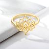 Stainless Steel Lotus Ring For Women Men Finger Ring Vintage Gold Color Wedding Couple Rings Jewelry Anniversary Gifts