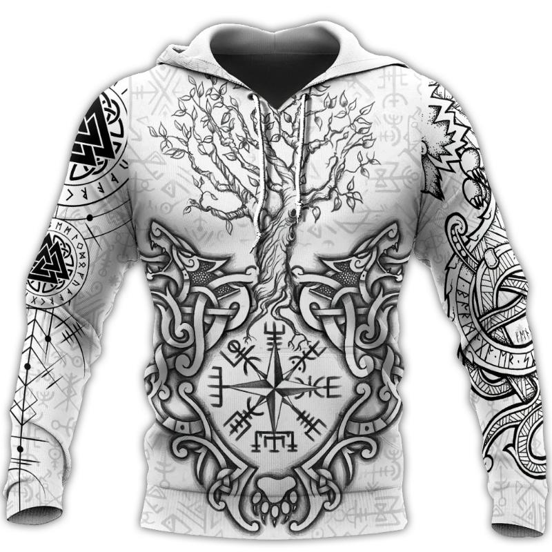 3D Print Men's Sweatshirts Vikings Classic Wolf  Men's Hoodies Jacket Spring Autumn Fashion Pullovers Hip Hop Punk Oversized Clo