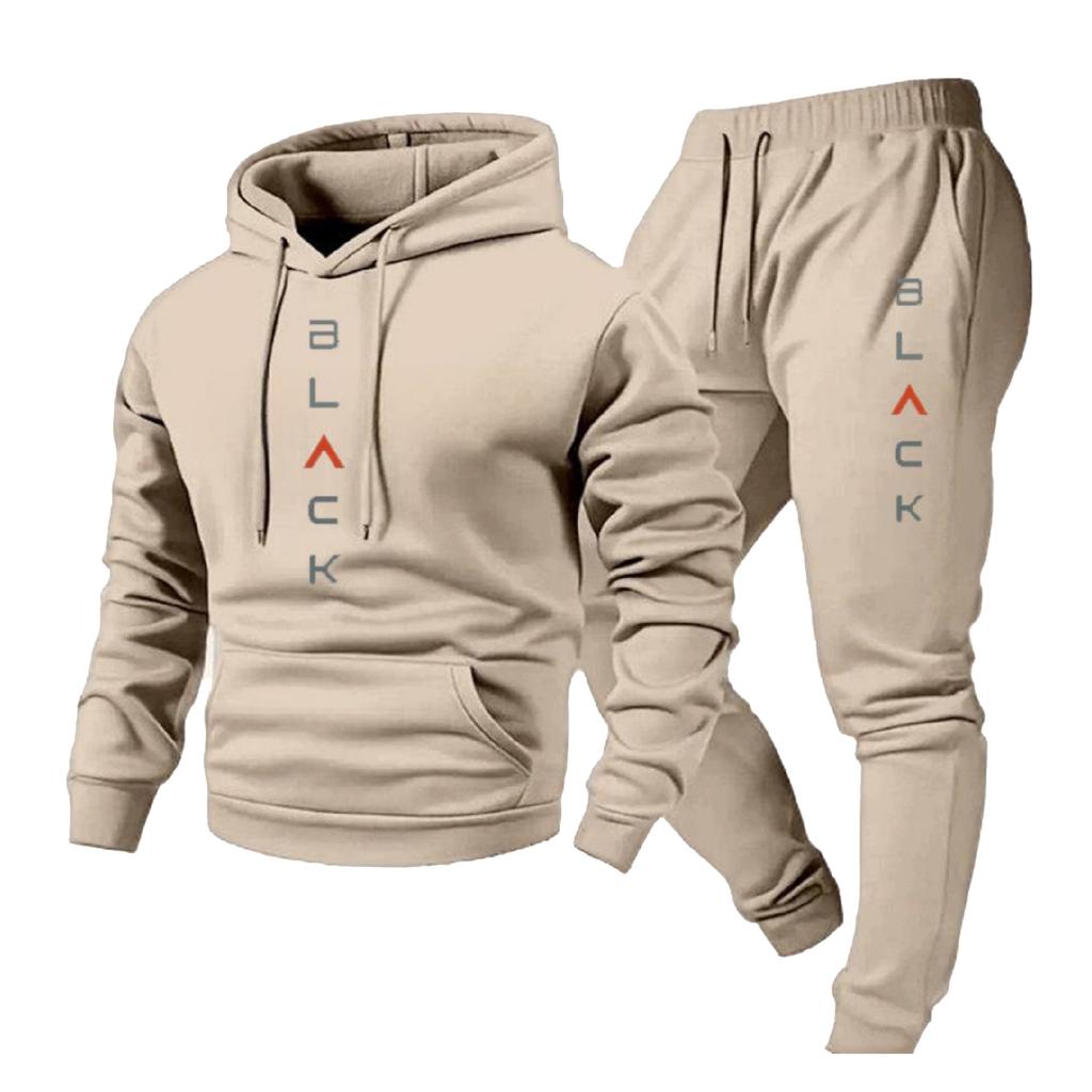 Conjunto de Sudadera Casual para Hombre de Color Sólido con Estampado de Letras, Conjunto de Dos Piezas de Sudadera con Capucha y Cordón y Pantalón de Chándal de Forro Polar para Hombre
