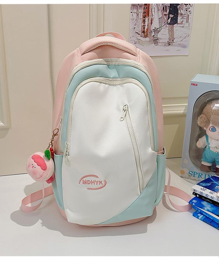 School bag Korean version fashionable versatile backpack new large-capacity literary college style school bag contrasting color casual simple backpack