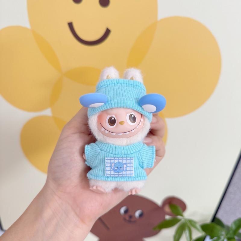 

[No Doll] Plush Doll Clothes for Mini Labubu 4.0 Bear Hat Love Sweater Set DIY Doll Accessories Gifts Cartoon Hat Doll