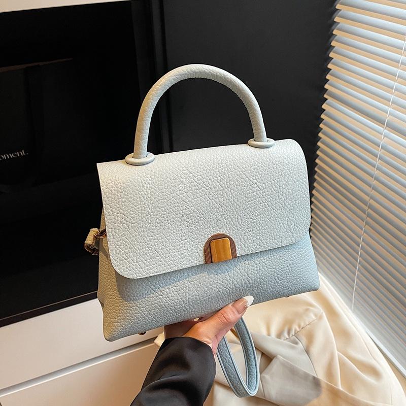 Light luxury simple and versatile commuter document handbag high-end lychee pattern women's bag new casual shoulder messenger bag